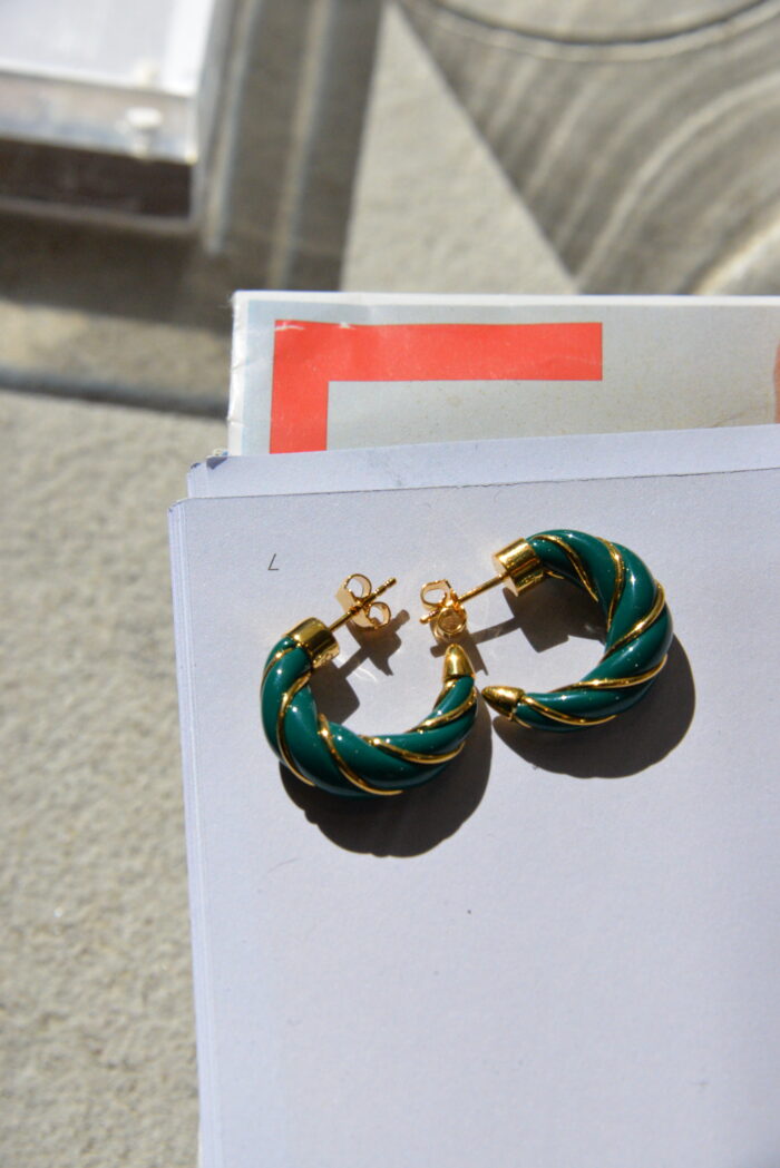 boucles oreilles earrings diana aurelie bidermann vert green emeraude